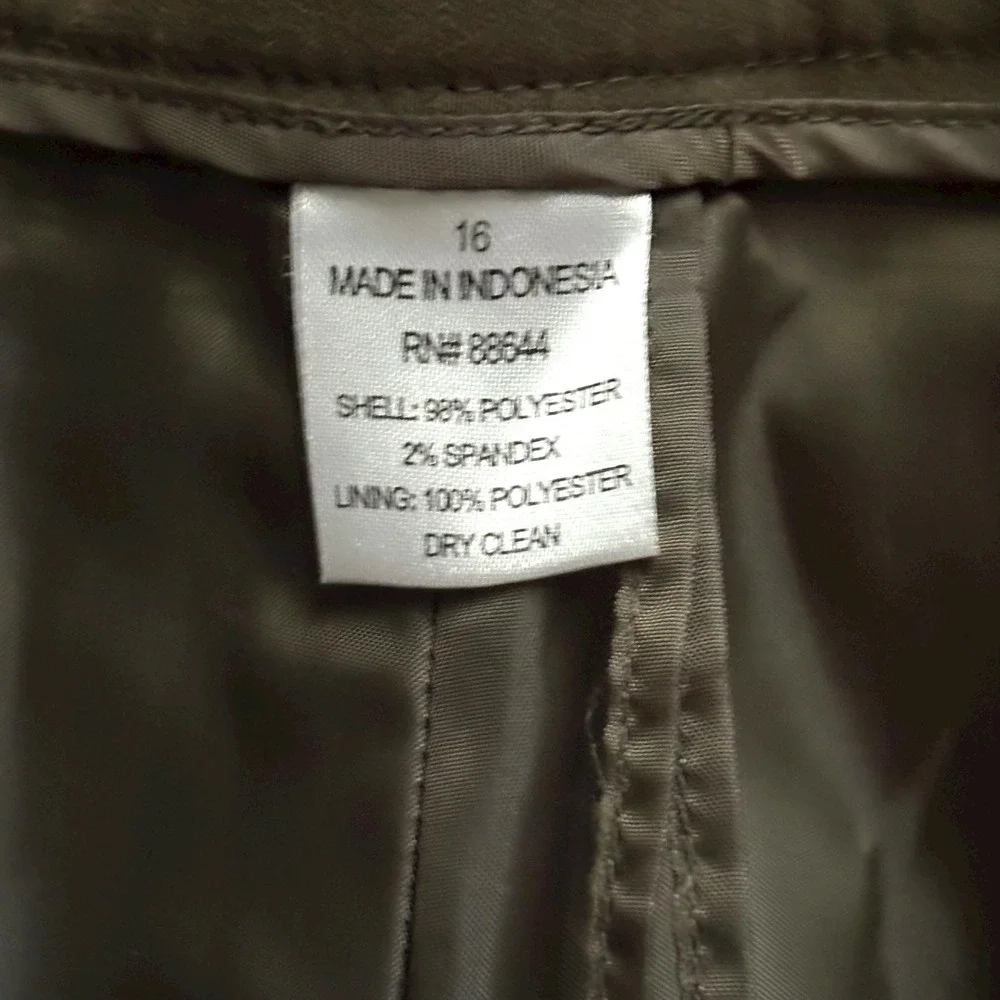 Women's Olive Wide‎ Leg Fully Lined Dress Pants Sz 16 Tall
